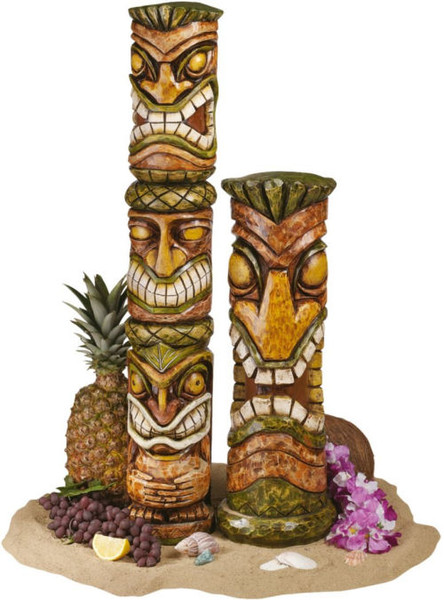 Aloha Hawaii Tiki Sculpture Set Of Two Moai Haku Pani Hana Statues